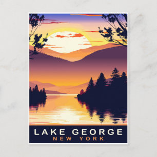 Cartão Postal Lago George, NY, Sunset Romântico, Viagem