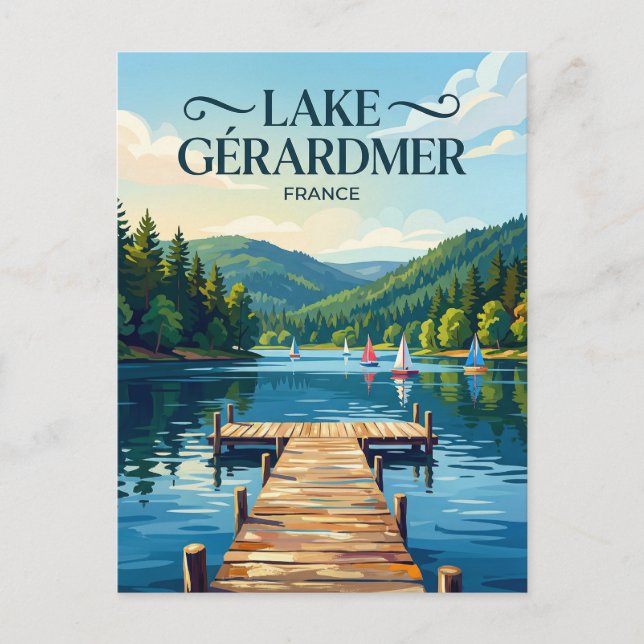 Cartão Postal Lago Gérardmer França (Frente)