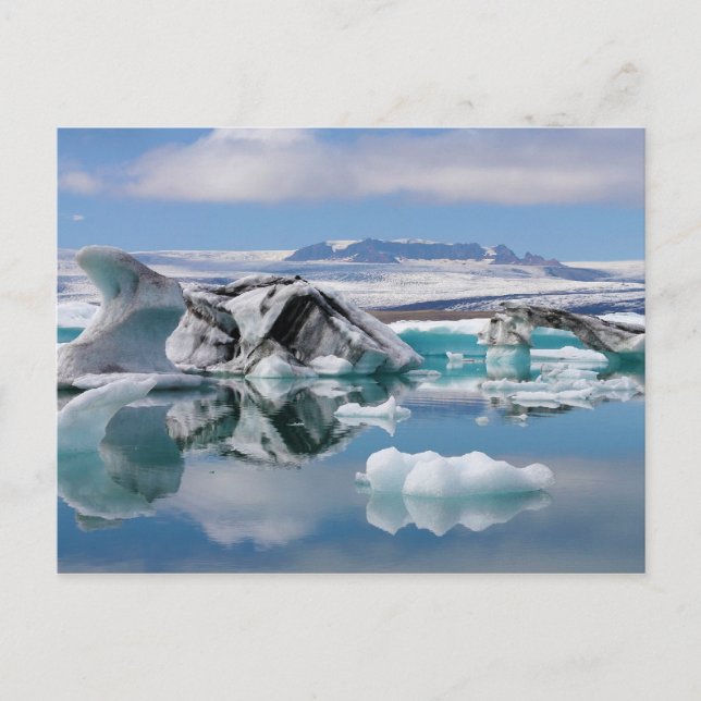 Cartão Postal Lago Glacial Jokulsarlon na Islândia Panorama (Frente)