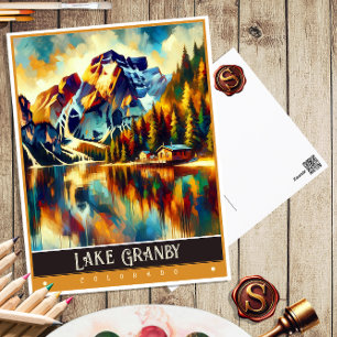 Cartão Postal Lago Granby, Colorado   Vintage Painting