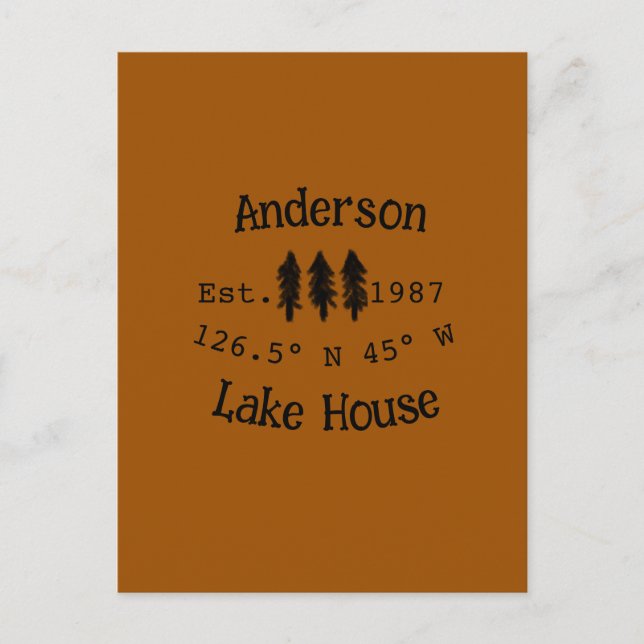 Cartão Postal Lago House ets. Data ano em que as coordenadas per (Frente)