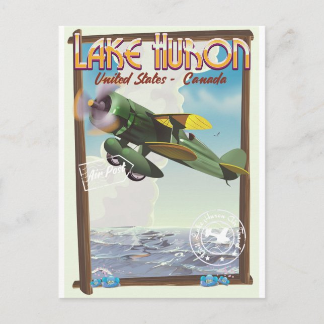 Cartão Postal Lago Huron - EUA - Canadá (Frente)