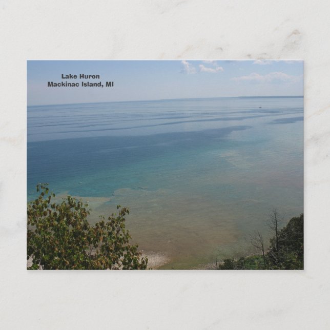 Cartão Postal Lago Huron na Ilha Mackinac, MI (Frente)