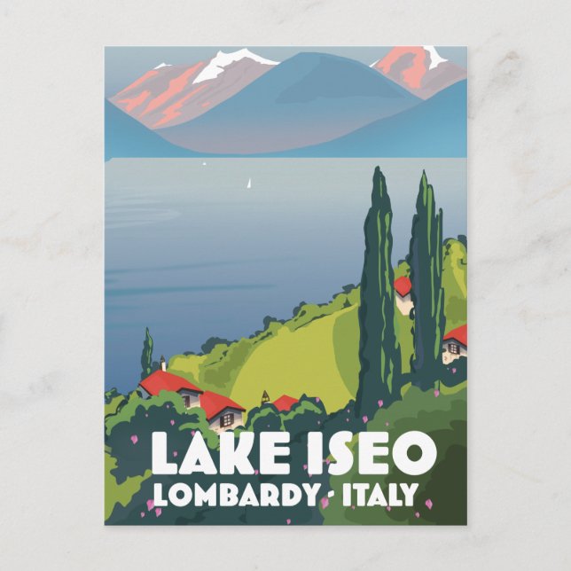 Cartão Postal Lago Iseo, poster de viagens Lombardia Itália (Frente)