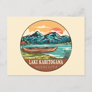 Cartão Postal Lago Kabetogama Barco Minnesota Fish Emblem