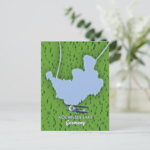 Cartão Postal Lago Kochelsee, mapa da Alemanha