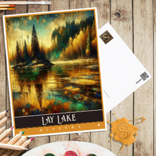 Cartão Postal Lago Lay, Alabama   Pintura Vintage