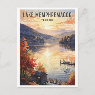 Cartão Postal Lago Memphremagog Vermont Viagem Antiga