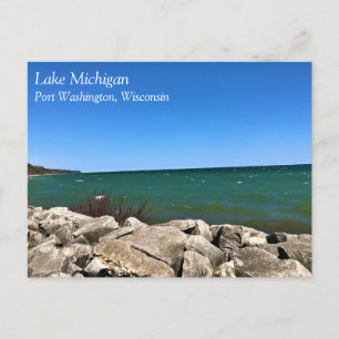 Cartão Postal Lago Michigan, Port Washington, Cartão-postal WI