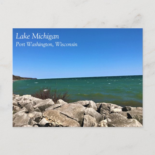 Cartão Postal Lago Michigan, Port Washington, Cartão-postal WI (Frente)