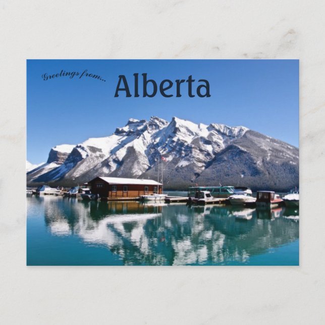 Cartão Postal Lago Minnewanka Alberta Canadá (Frente)