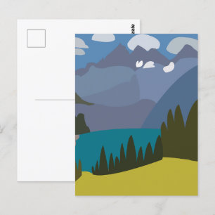 Cartão Postal Lago Montanha dos Alpes Suíços