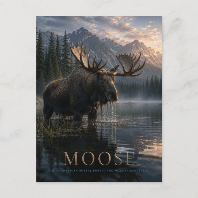 Cartão Postal Lago Moose Mountain ANIMAIS (Frente)