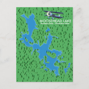 Cartão Postal Lago Moosehead, mapa do Condado de Piscataquis Pos