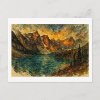 Cartão Postal Lago Moraine ao pôr do sol,