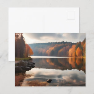 Cartão Postal Lago na época de outono