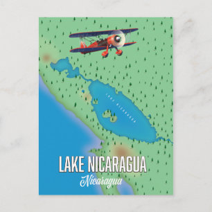 Cartão Postal Lago Nicarágua, mapa da Nicarágua