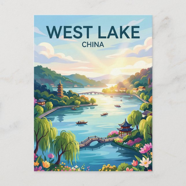 Cartão Postal Lago Oeste China (Frente)
