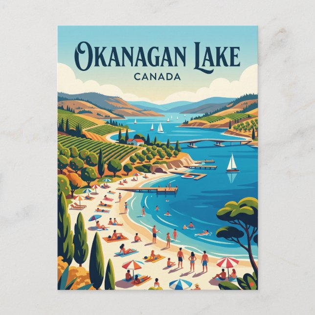 Cartão Postal Lago Okanagan Canadá (Frente)
