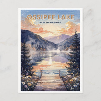 Cartão Postal Lago Ossipee New Hampshire Viagem Antiga