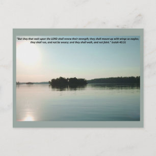 Cartão Postal Lago Pacífico e Árvores Distantes com escritura