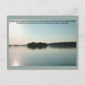 Cartão Postal Lago Pacífico e Árvores Distantes com escritura