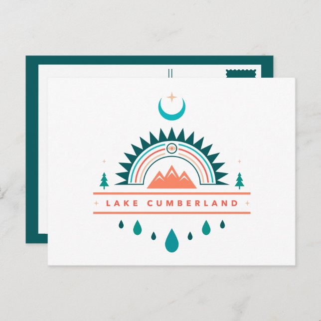 Cartão Postal lago peperland kentucky boho, lua arco-íris (Frente/Verso)