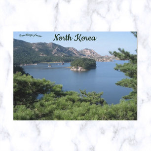 Cartão Postal Lago Samil, perto das montanhas Kumgang, Coreia do