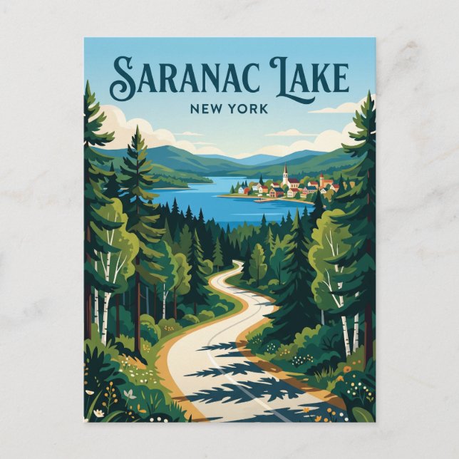 Cartão Postal Lago Saranac EUA (Frente)