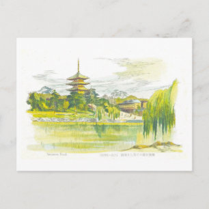 Cartão Postal Lago Sarusawa Antigo, Nara, Japão
