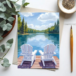 Cartão Postal Lago Sebago Maine | Pintura de Cadeira Adirondack