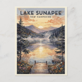 Cartão Postal Lago Sunapee New Hampshire Viagem Vintage