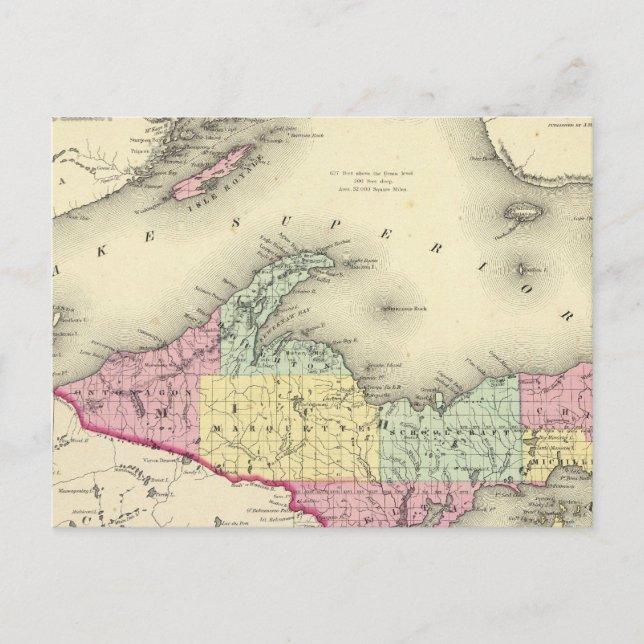 Cartão Postal Lago Superior E Parte Norte De Michigan (Frente)