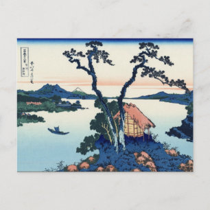 Cartão Postal Lago Suwa na província de Shinano (por Hokusai)