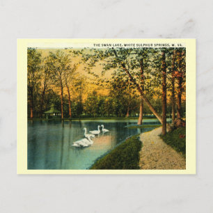 Cartão Postal Lago Swan, Primaveras de Enxofre Branco, WV Vintag