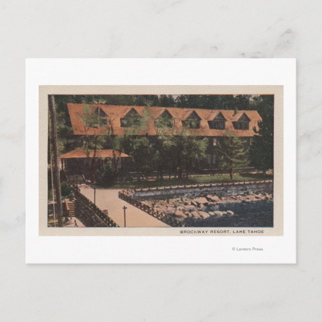 Cartão Postal Lago Tahoe, CA - Vista de Lodge do Brockway Resort (Frente)