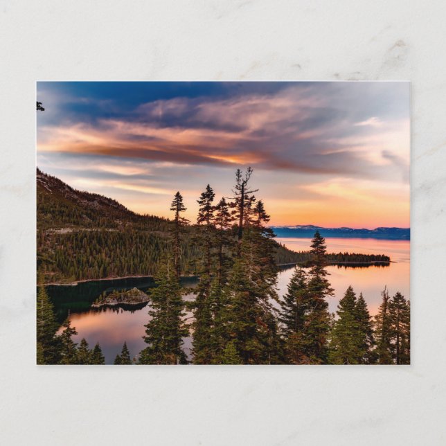 Cartão Postal Lago Tahoe Califórnia ao Pôr do Sol Personalizável (Frente)