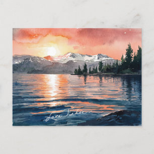 Cartão Postal Lago Tahoe California Nevada Watercolor Painting