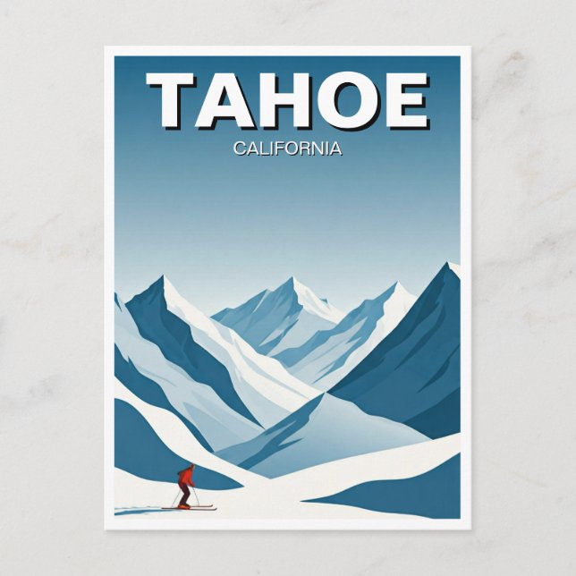 Cartão Postal Lago Tahoe California Skiing Skier Viagem (Frente)