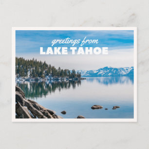 Cartão Postal Lago Tahoe Inverno Montanha Antigo Retro Saudação