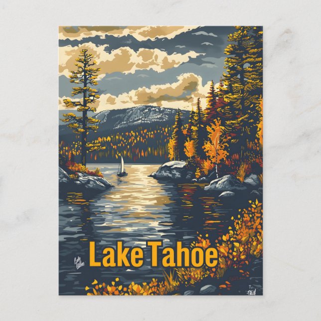 Cartão Postal Lago Tahoe Vintage (Frente)