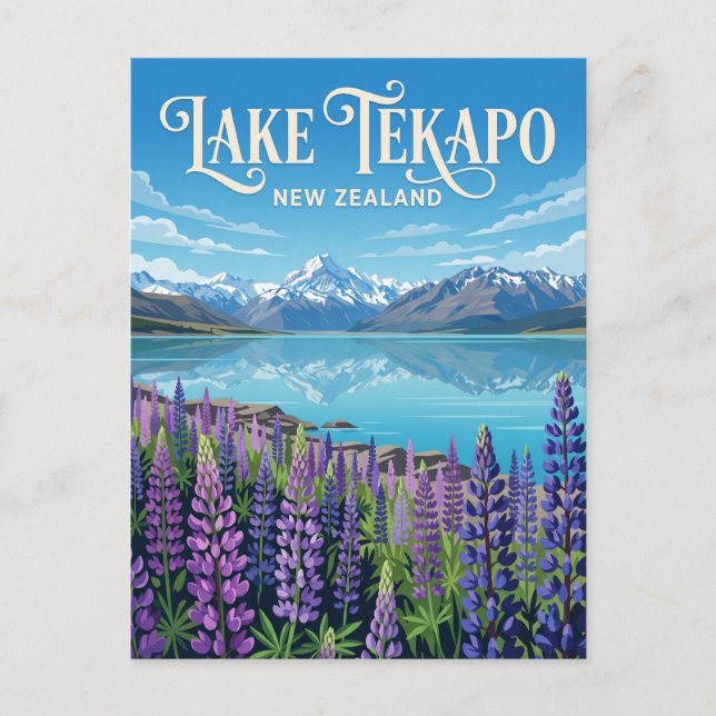 Cartão Postal Lago Tekapo Nova Zelândia (Frente)