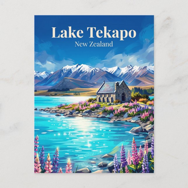 Cartão Postal Lago Tekapo Nova Zelândia (Frente)
