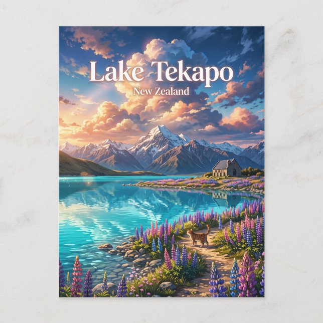 Cartão Postal Lago Tekapo Nova Zelândia (Frente)