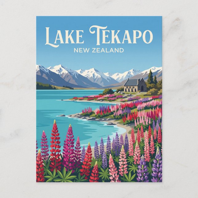 Cartão Postal Lago Tekapo Nova Zelândia (Frente)