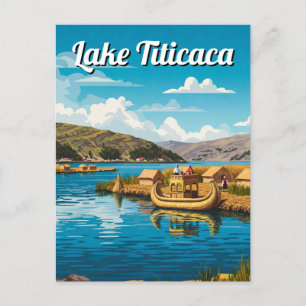 Cartão Postal Lago Titicaca Floating Islands Vintage
