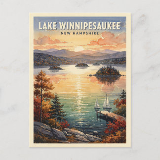 Cartão Postal Lago Winnipesaukee New Hampshire Viagem Vintage