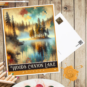 Cartão Postal Lago Woods Canyon, Arizona Pintura Vintage