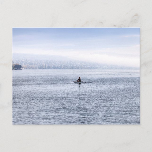 Cartão Postal Lago Zurich Solteiro Scull (Frente)