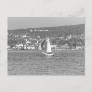 Cartão Postal Lago Zurique Barco à Vela 